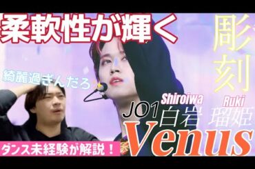 【ダンス未経験が解説してみた！】彫刻のような美しい顔に鋭い眼光 JO1 白岩瑠姫 'Venus' FanCam