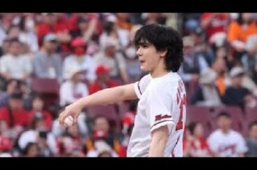 豆原一成、マツダスタジアムで始球式！🎉⚾️ JO1メンバーの思いを背負って投球💪