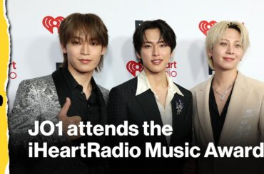 Yonashiro Sho, Kono Junki, and Kawashiri Ren of JO1 attend the 2026 iHeartRadio Music Awards