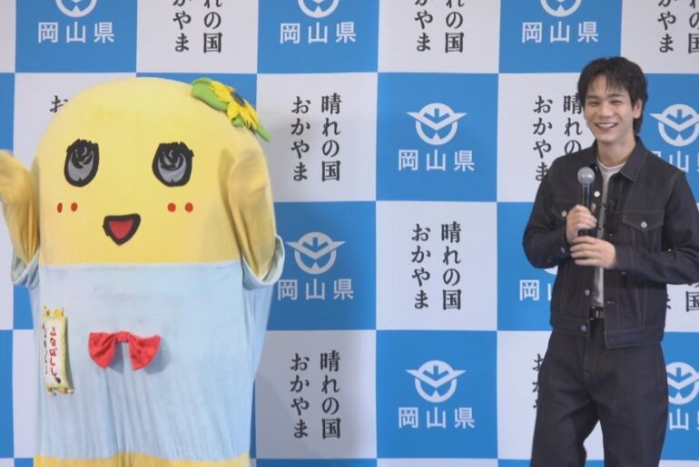 JO1・豆原一成さん(真庭市出身)とふなっしー(桃好き)が岡山をPR！　マスカットの食べ比べクイズも